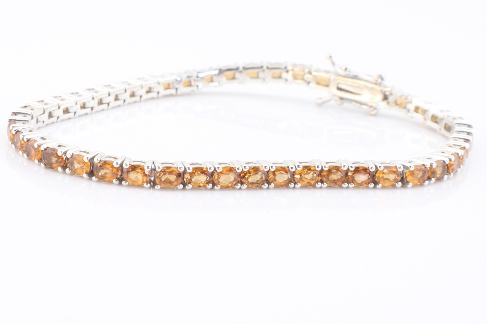 925 Sterling Silver Hessonite Tennis Bracelet