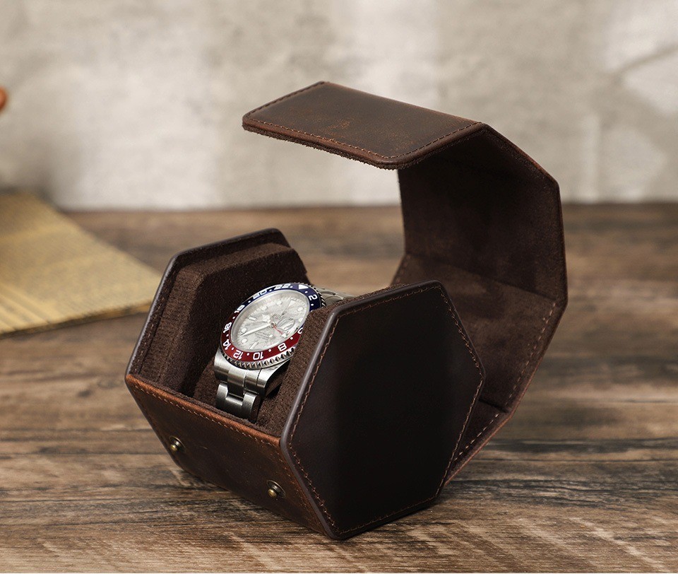 Genuine Leather Watch Case Single Travel Watch Box Protective Holder Gift Men