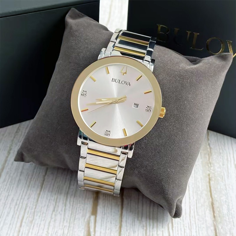 Bulova Modern Futuro 98D151 White Dial/Gold Men’s Quartz Daiamond Watch 42mm New