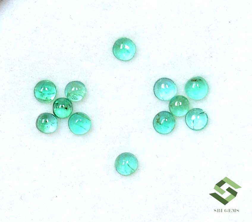 2.50 mm To 2.75 mm Natural Emerald Round Cabochon Lot 12 Pcs 1.11 CTS Loose Gems