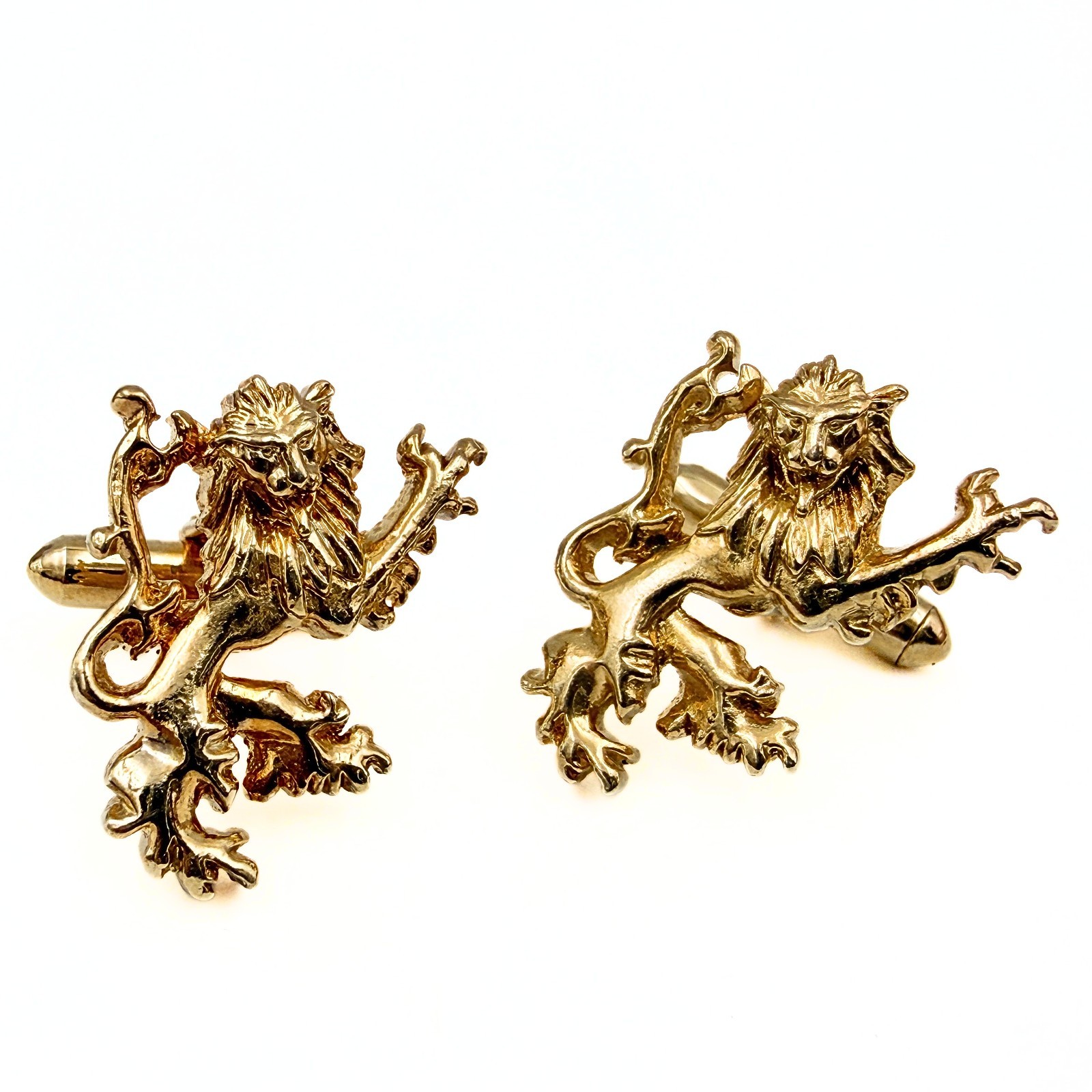 Neo Classic Heraldic Style Double Tailed Lion Rampant Griffin Cufflinks