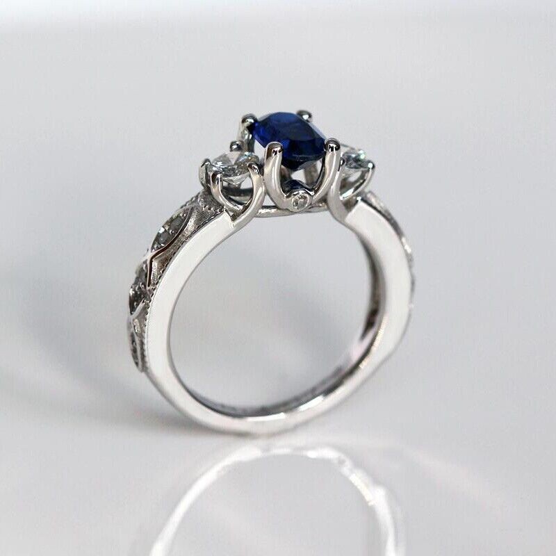 Silver Plated 1.9 Ct Simulated Sapphire Incredible Vintage Style Valentine Ring
