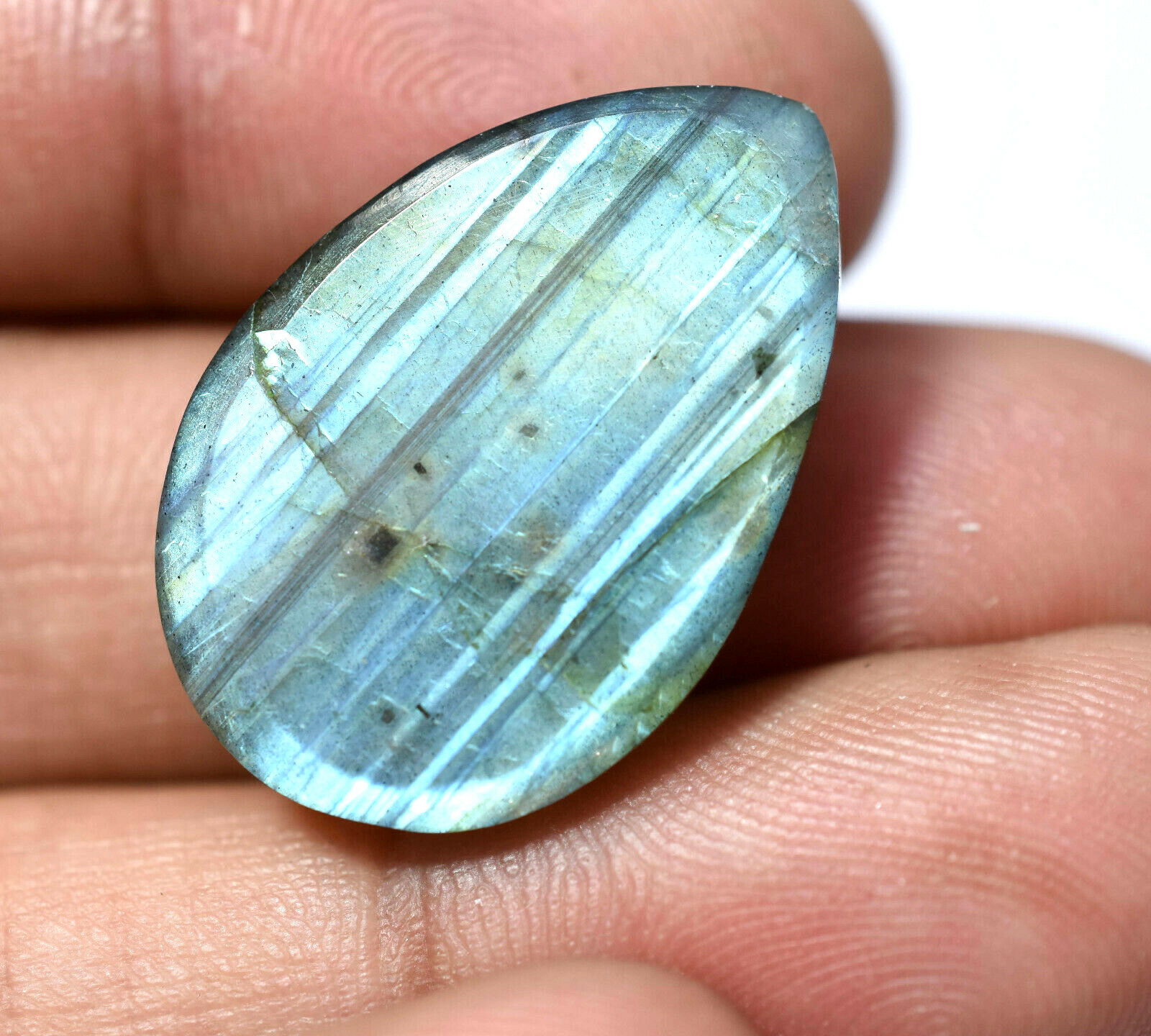 27.65 Ct Natural Labradorite GGL Certified Radiant Cabochon Gemstone