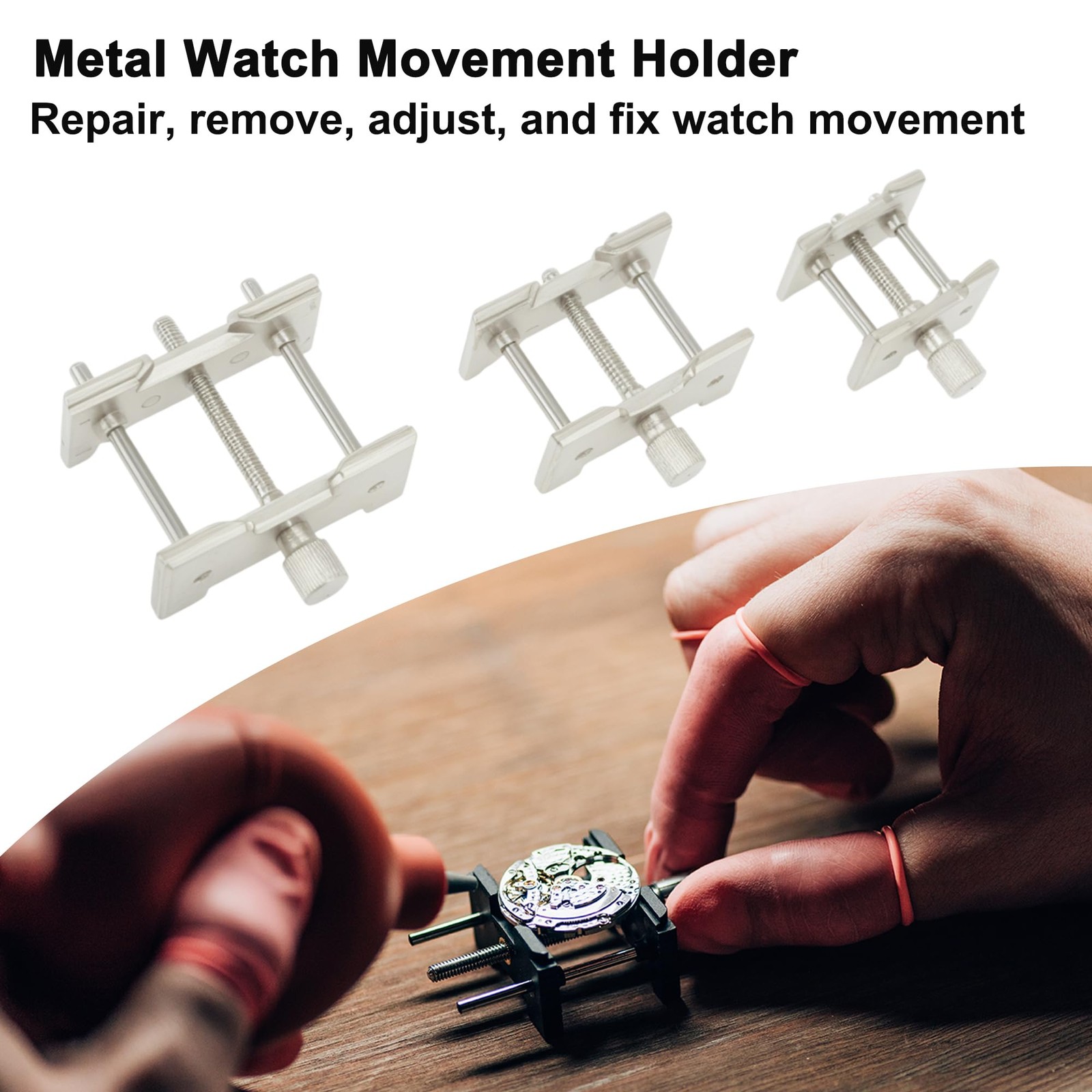 3pcs Watch Movement Holder Metal Reversible Movement Holder Watchmaker Repair…