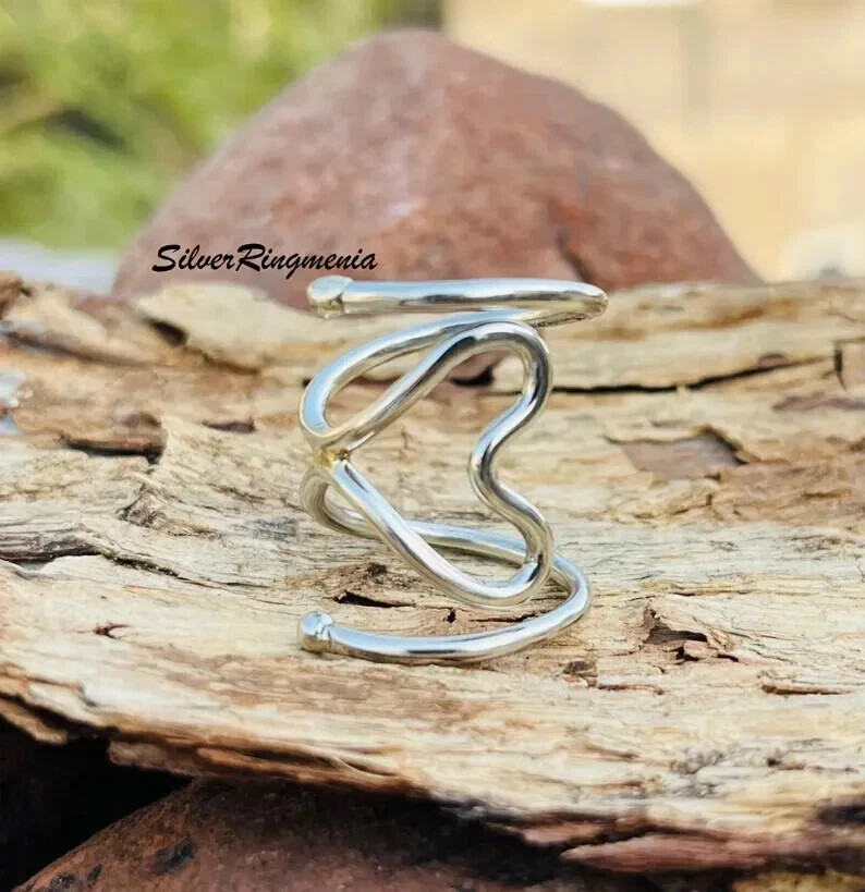 Solid 925 Sterling Silver Heart New Look Adjustable Ring Handmade Ring All Size