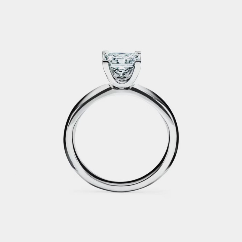 Princess Cut Solitaire Moissanite Engagement Ring in 925 Sterling Silver