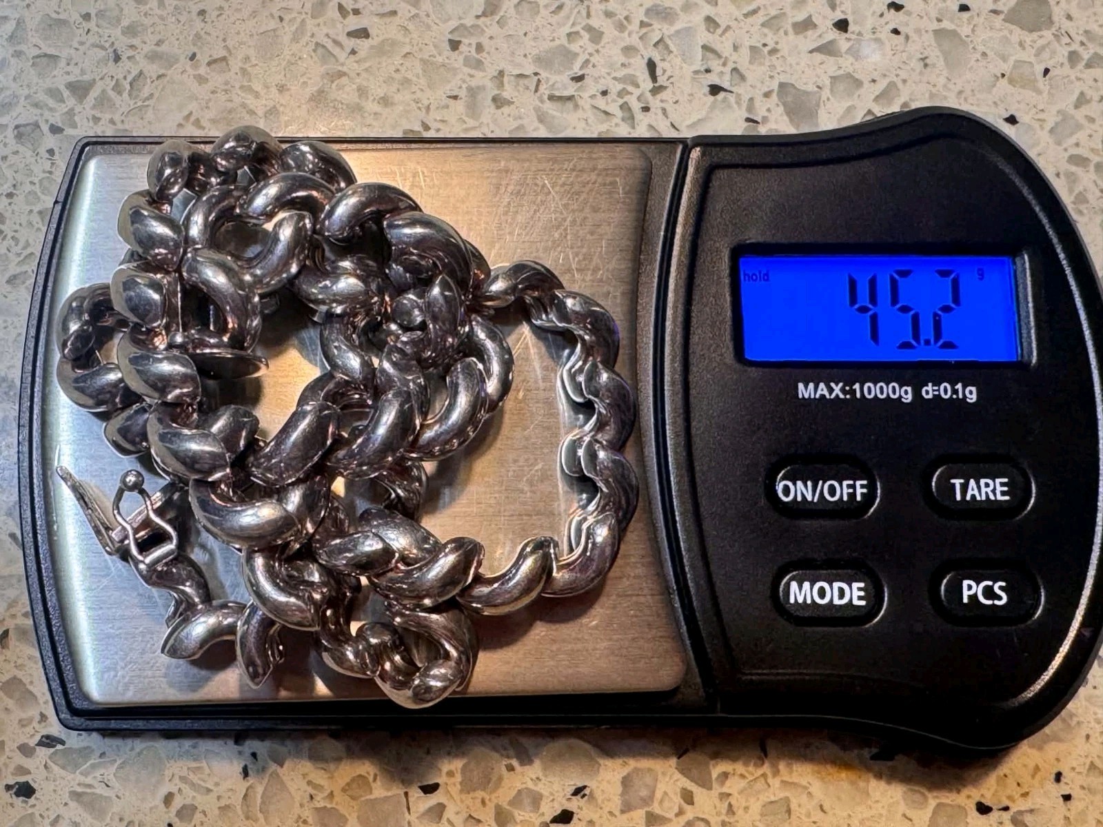 Vintage San Marco 925 Sterling Silver Macaroni Link Chain 19” Necklace 45 Grams