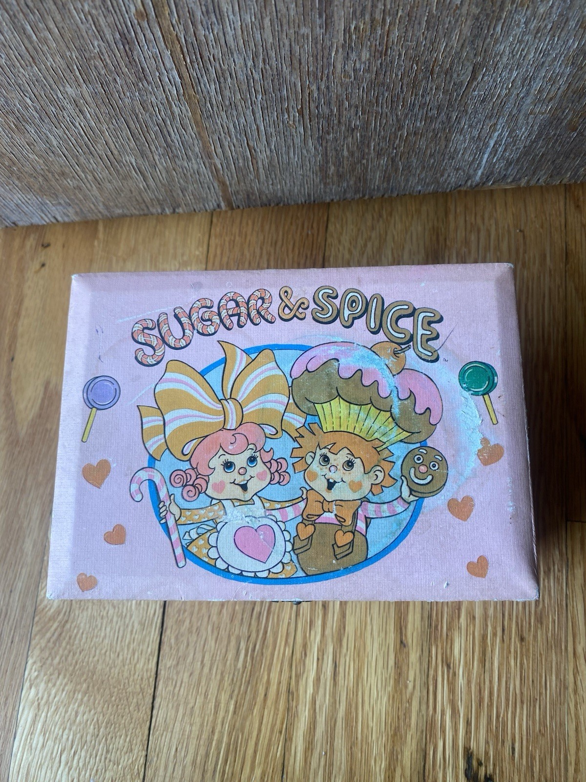 Vintage Sugar & Spice Pink Wooden Musical Jewelry Box w/ Mirror Satin Lined 1983