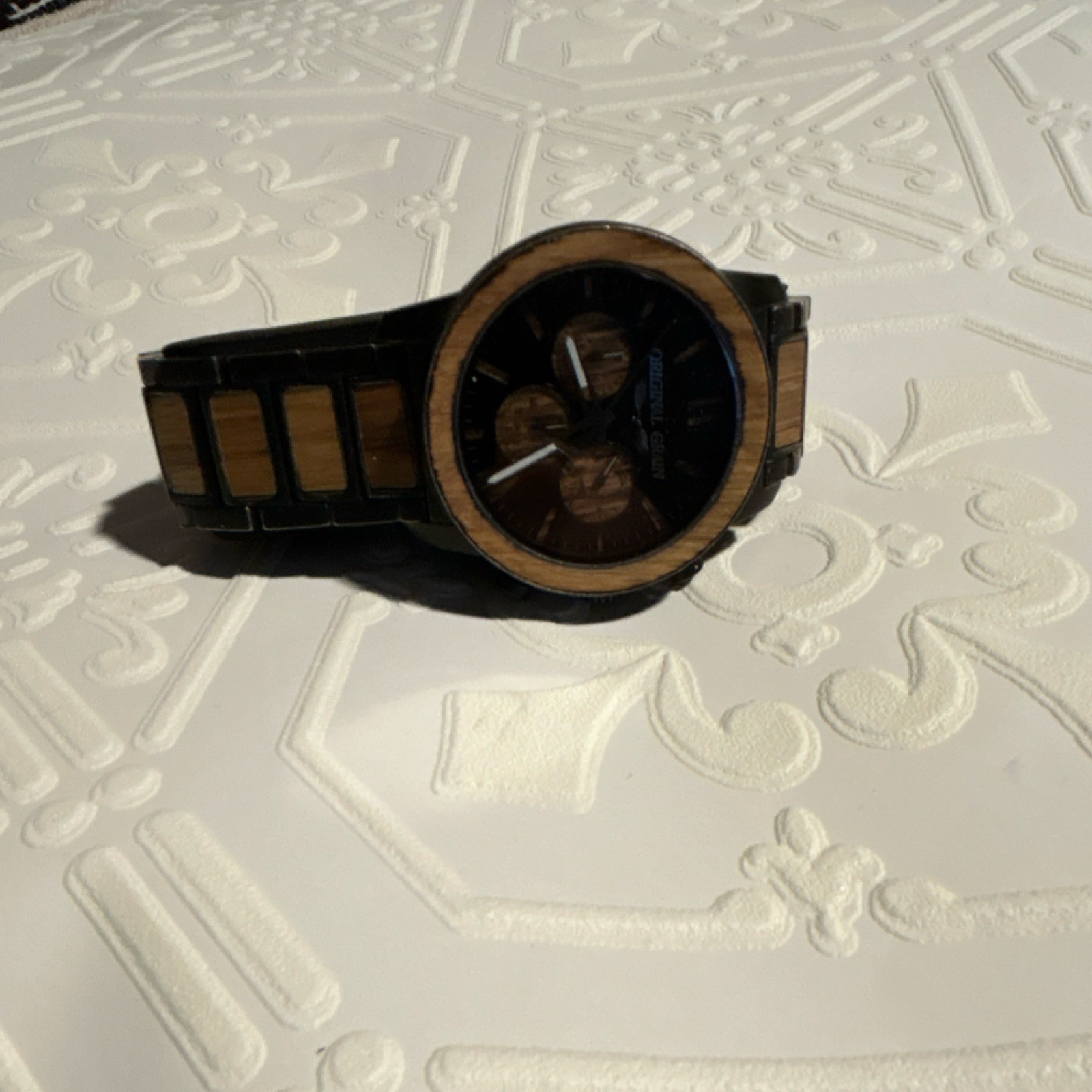 Original Grain Chronograph Men’s Wristwatch Wood Metal Bracelet Box
