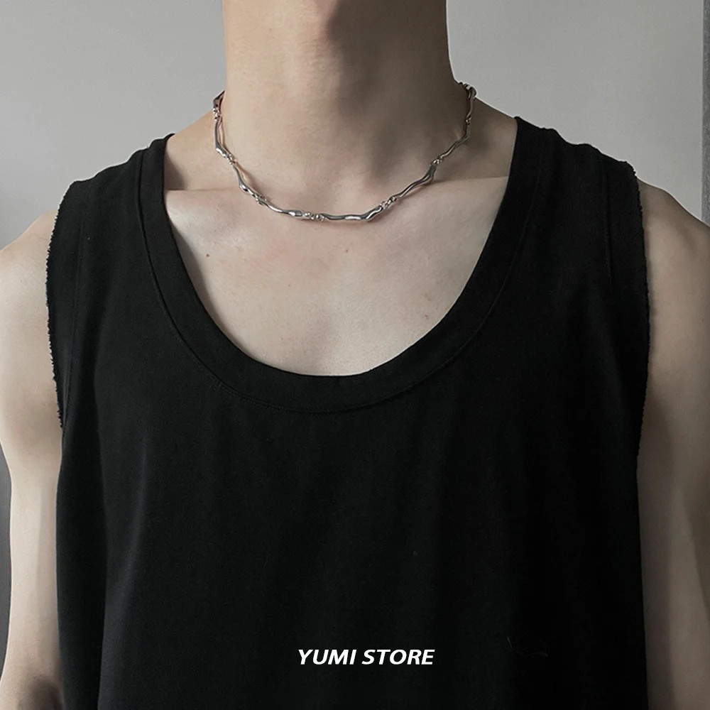 Hip Hop Irregular Necklace For Man Woman Punk Titanium Steel Not Fading Luxury C