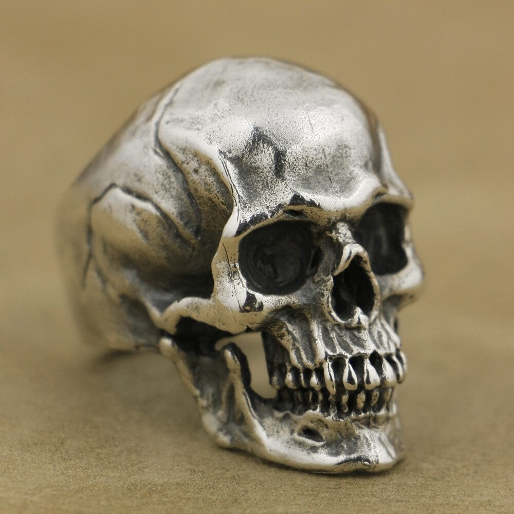 925 Sterling Silver Heavy Skull Ring Mens Biker Gothic Ring Punk Jewelry TA50D