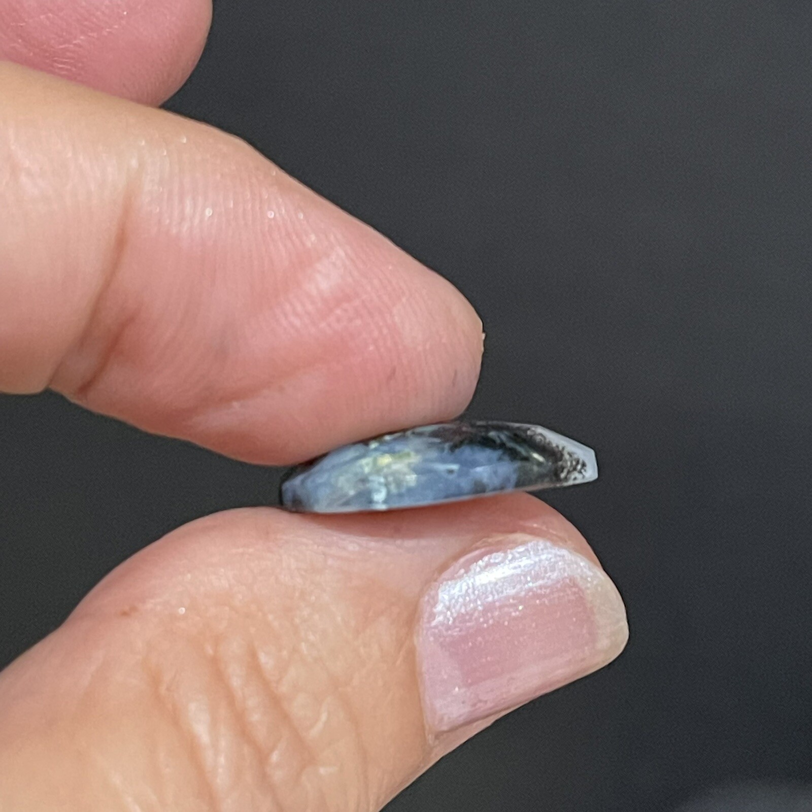 6.25ct 18.3×13.3×4.3mm Picture Like Blue Peruvian Rose Cut Opal Cabochon Gem