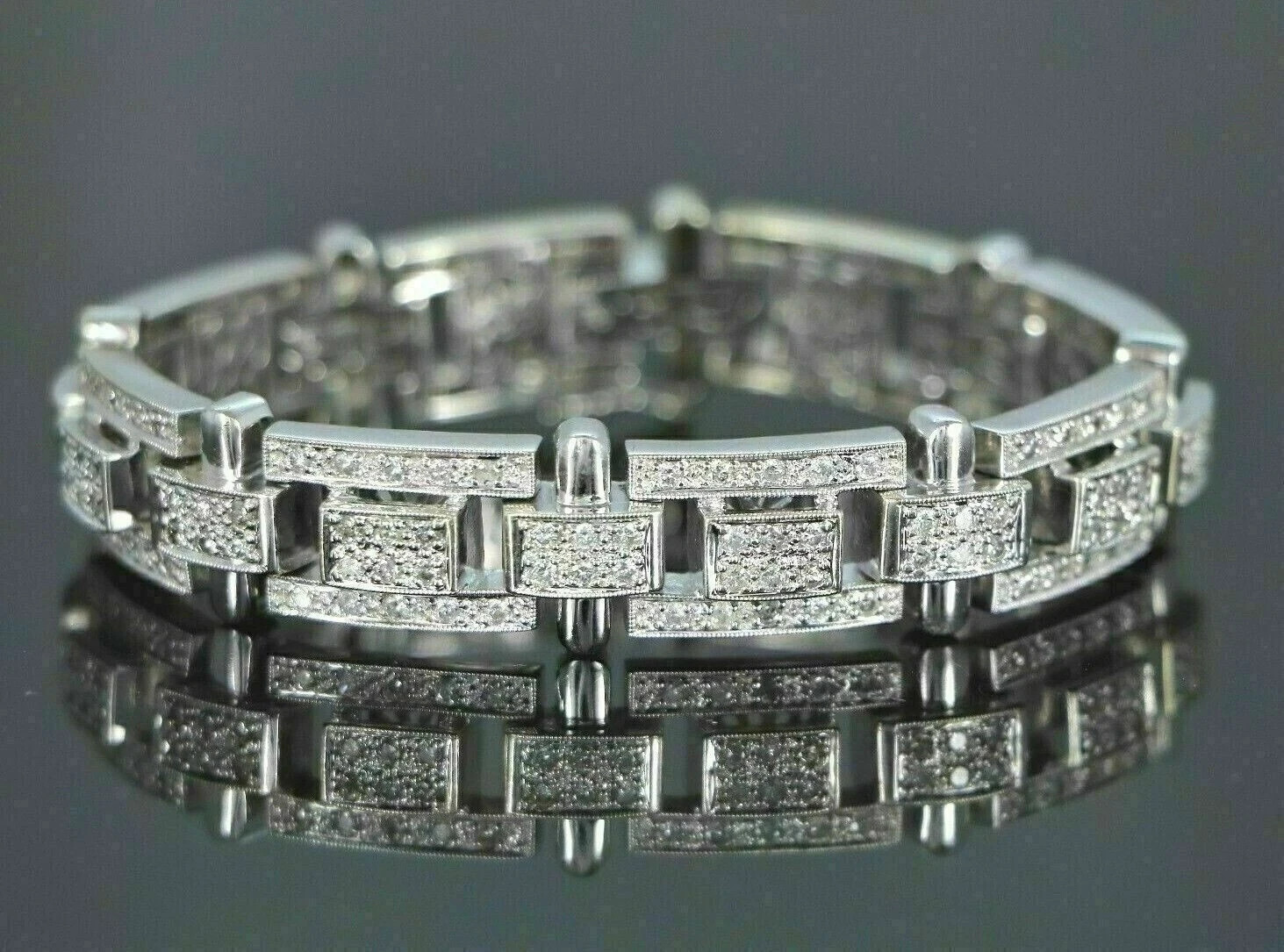 10.00Ct Round Cut Lab Created Diamond 14K White Gold Fn Men’s Tennis Bracelet