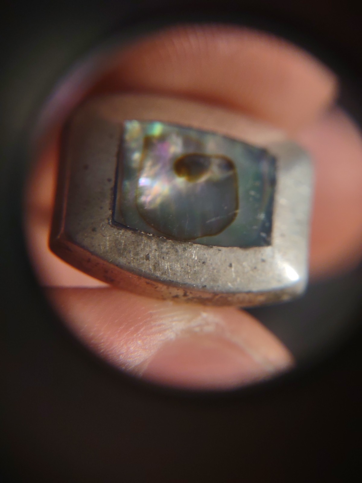 3.2 Grams Size 7.0 Sterling Silver Southwest Abalone Ring Old Pawn