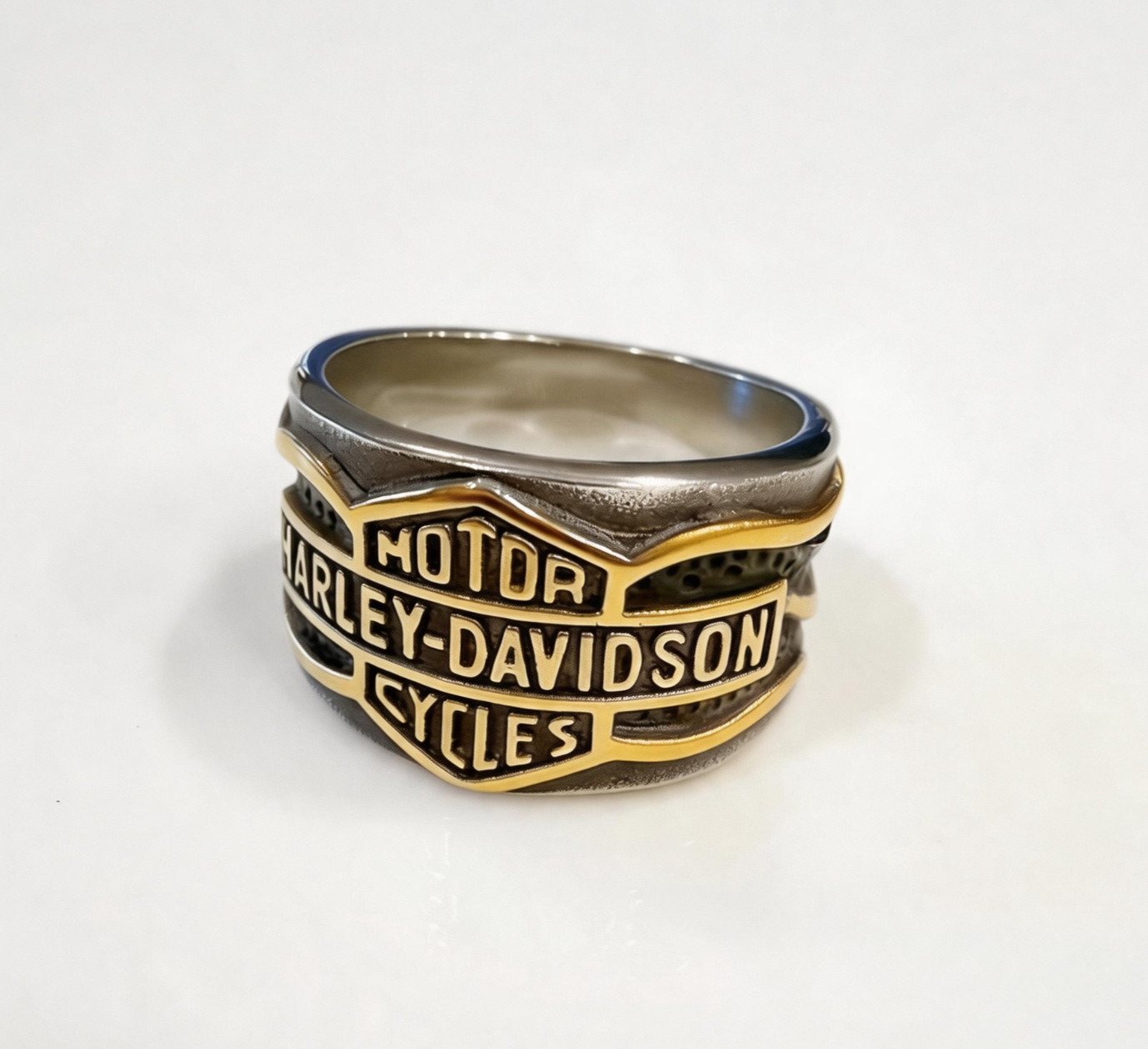 Rocker Biker Motorcycle Ring Stainless Steel Band Gold Silver Unisex US Seller