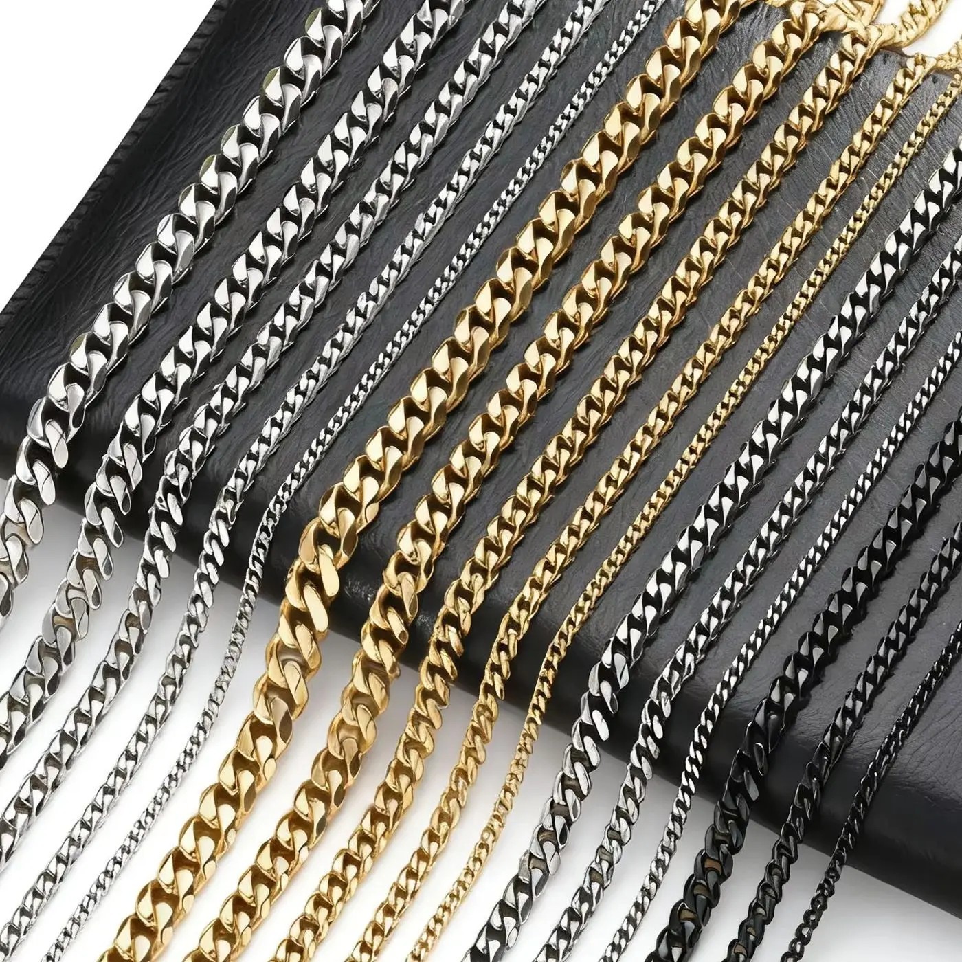 Cuban Chain Link Curb Necklace Men Women Punk Surgical Stainless Steel 2-15mm