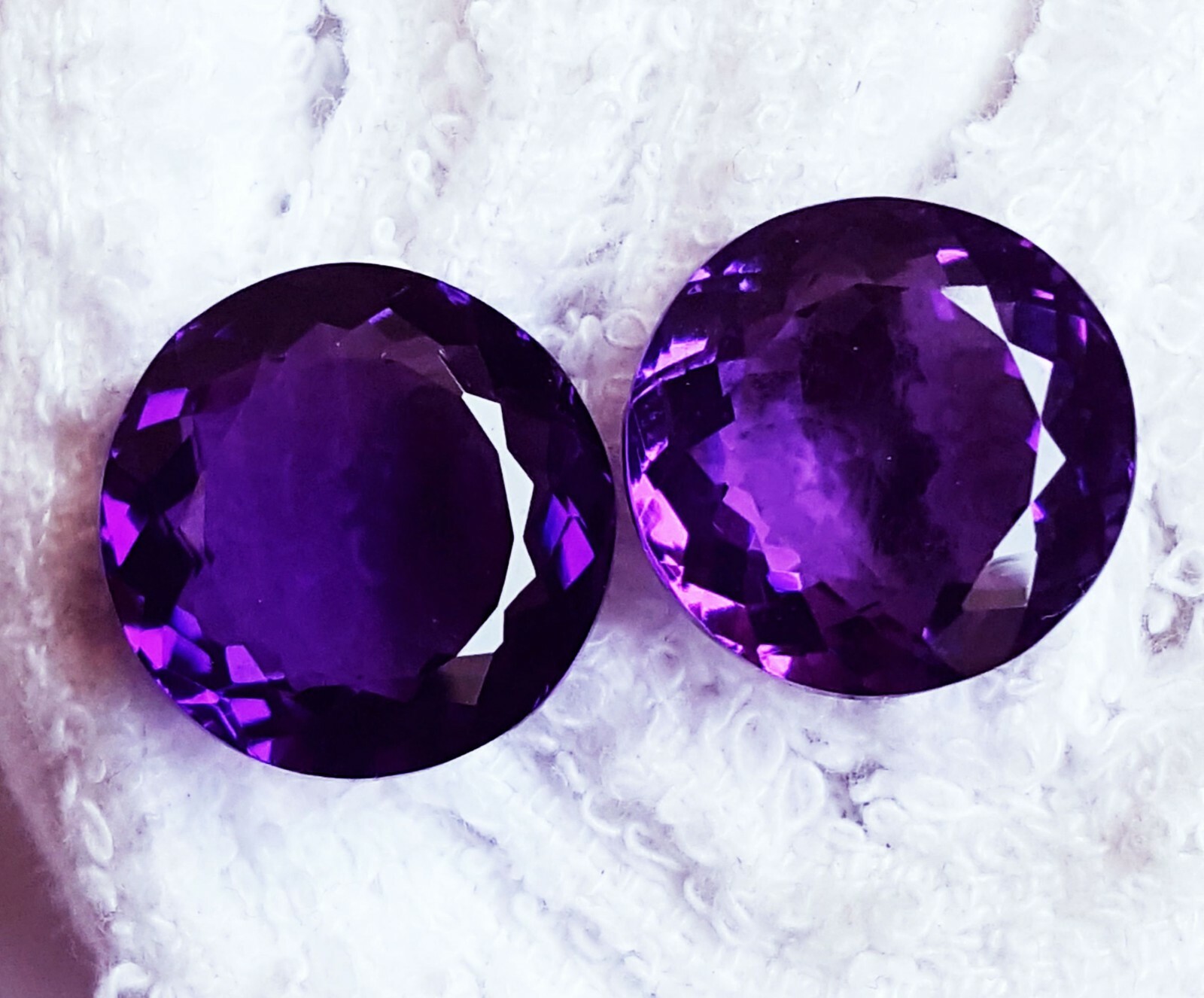 Loose Gemstone Natural Violet Amethyst 22+ Ct Certified Pair With Free Gift RN27