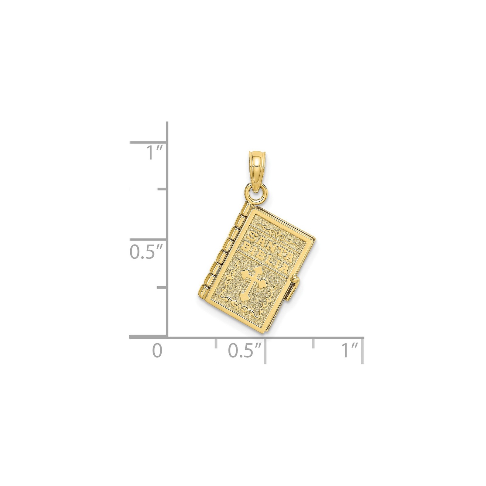 10K Yellow Gold Santa Biblia Bible Christian Cross Pendant 24.7mm
