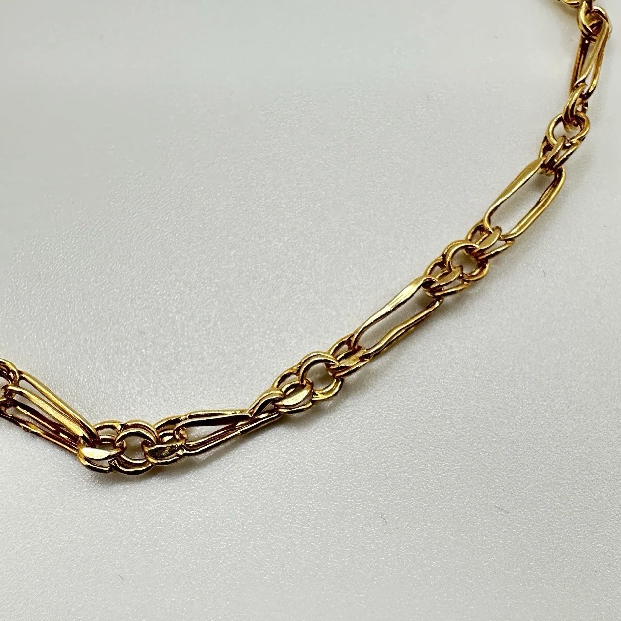 10K Solid Yellow Gold 7.5” Figaro Link Bracelet RL Peru 1.23g
