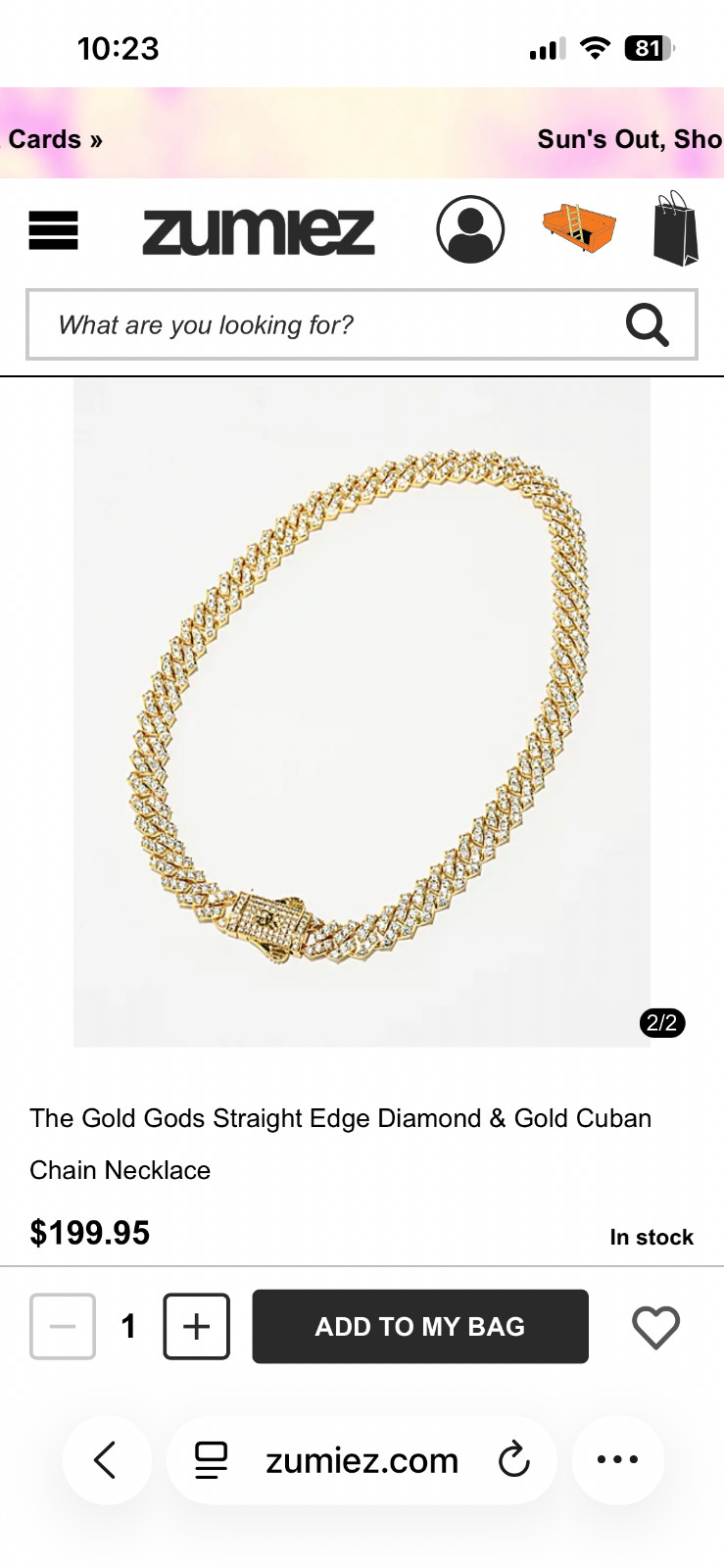 The gold gods straight edge diamond and gold Cuban chain necklace