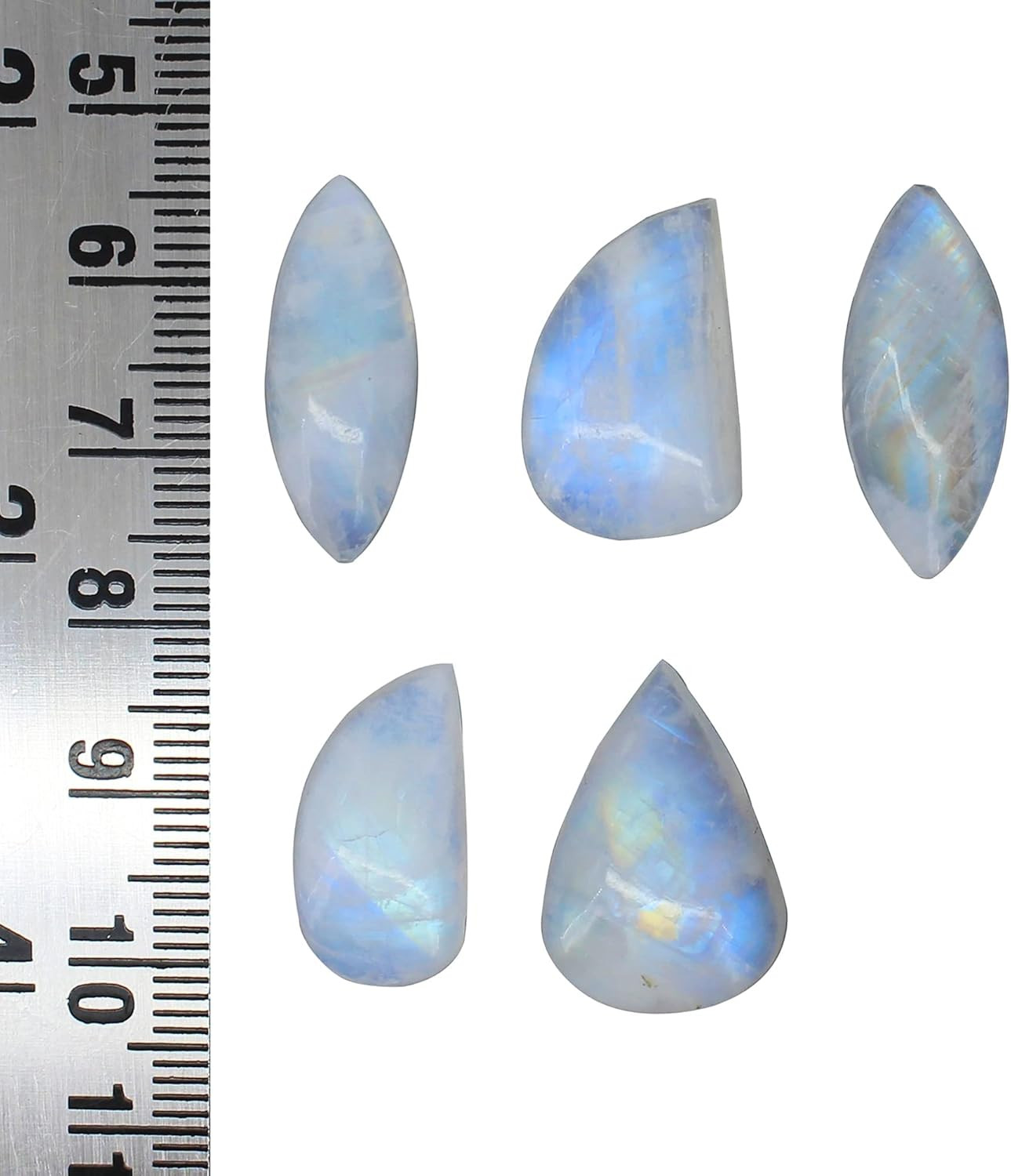 Gempires Natural Rainbow Moonstone Gemstone Wholesale Cabochons Lot, Polished De