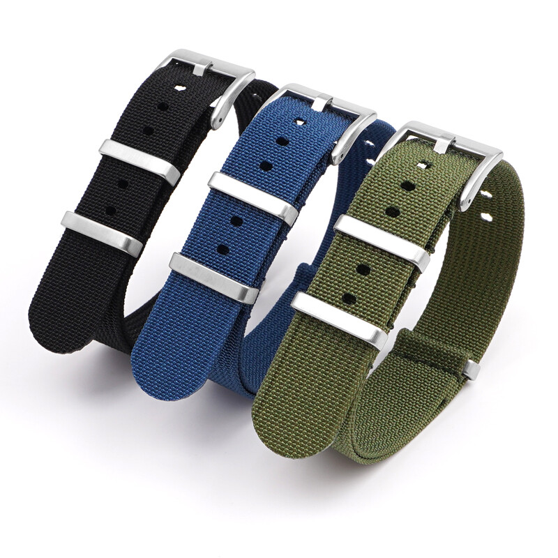 20mm Sport Bracelet Watch Strap Retro One-Piece Long Watchband Weave Nylon Bands