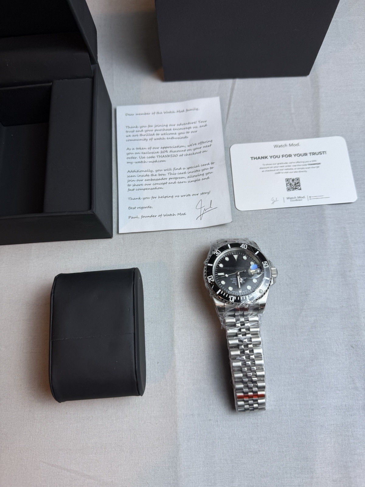 Custom Hand-Built NH34 Automaic GMT Watch MOD Marine Master Japan BL35
