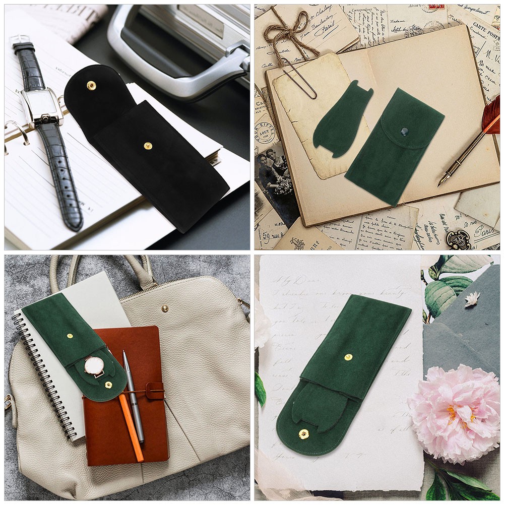 Travel Watch Case Green Rectangular Scratch Protection 2Pcs 5.1×2.8in