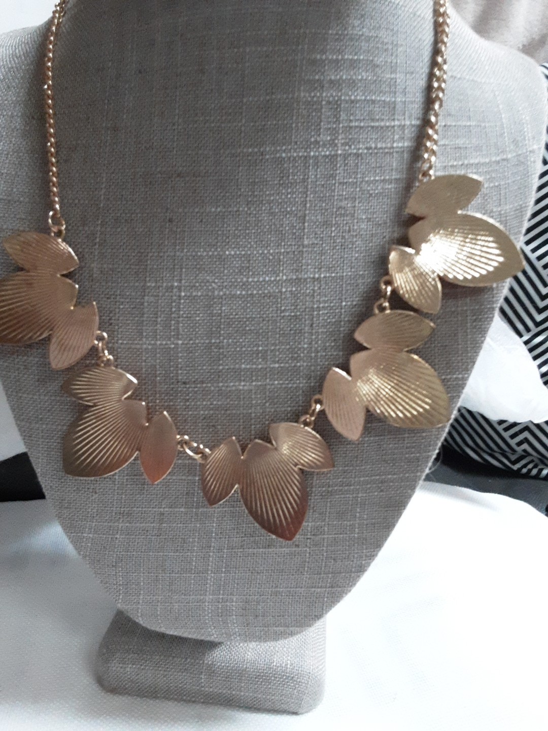 Opalescent Orange marquis necklace vintage goldtone hypo allergenic gift NWT