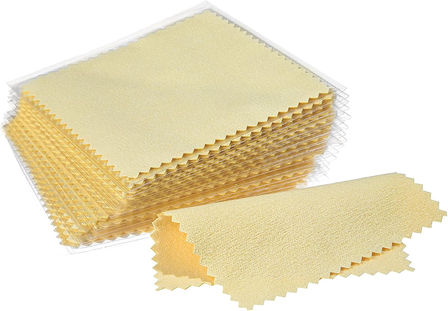 100Pcs Premium Jewelry Cleaning Cloth, Silver Polishing Cloth Individually Wrapp