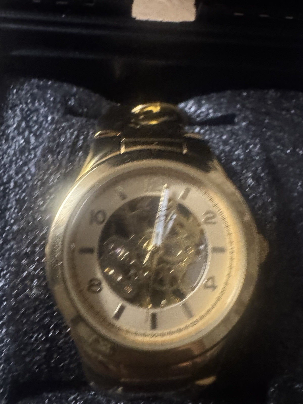 Invicta Angel Gold Tone Cuban Link Skeleton Automatic Watch 44mm 20 Jewels