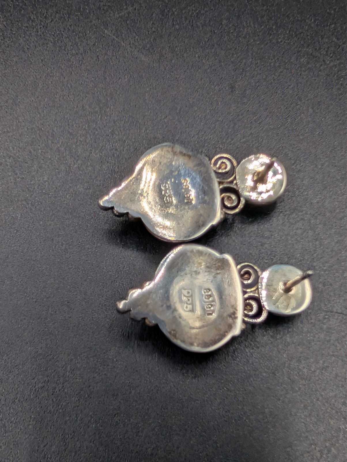 Sterling Silver Sajen Moonstone and Rhodochrosite Stud Earrings