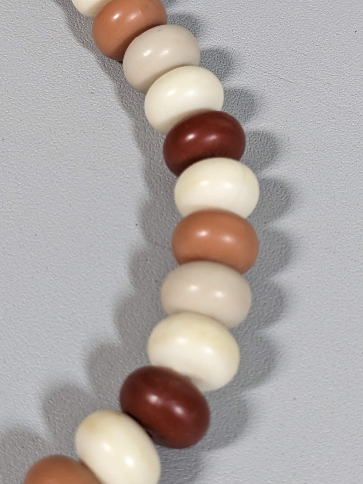 Vintage Brown Ivory Color Rounded Bead Longer Necklace 24 inches
