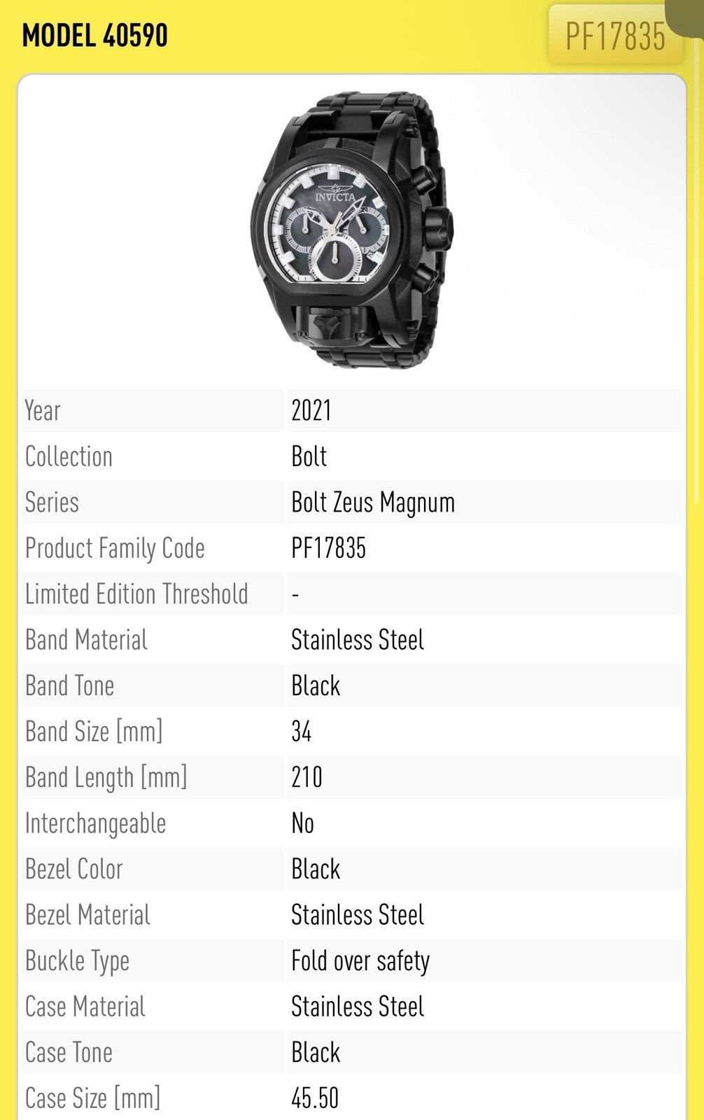 🔥RARE Invicta CEO Collection🔥 BOLT ZEUS MAGNUM 45mm Mother of Pearl 40590