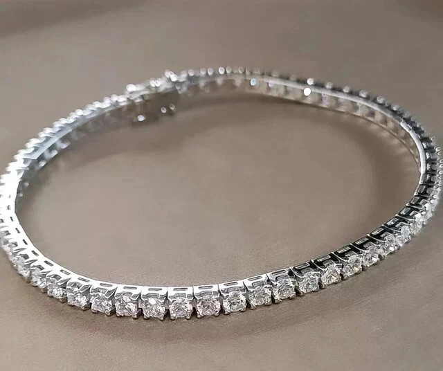 Lab Grown Diamond Round 25th Anniversary Gift Tennis Bracelet 14k White Gold