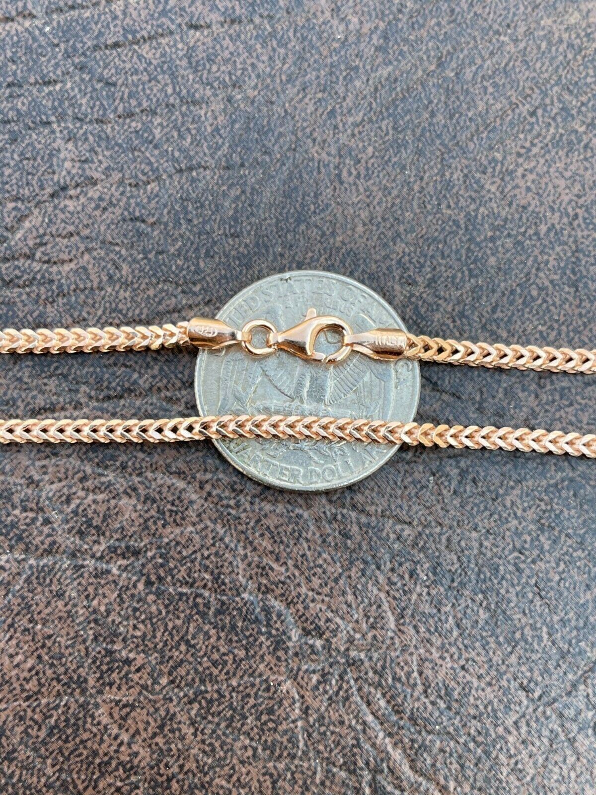 Franco Chain Real 14K Rose Gold Plated Solid 925 Sterling Silver 2mm Necklace