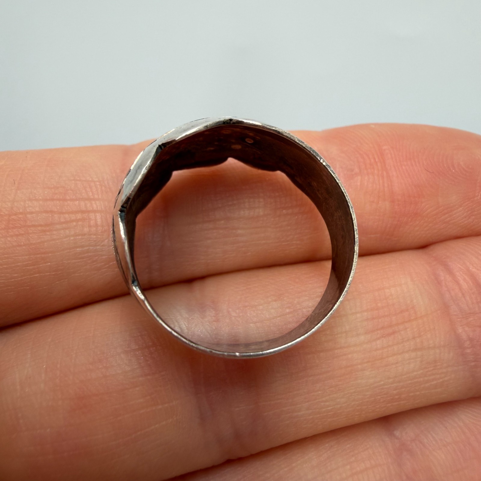 Vintage USSR 875 Silver Kubachi Niello Women’s Ring Size 9 Star Hallmark