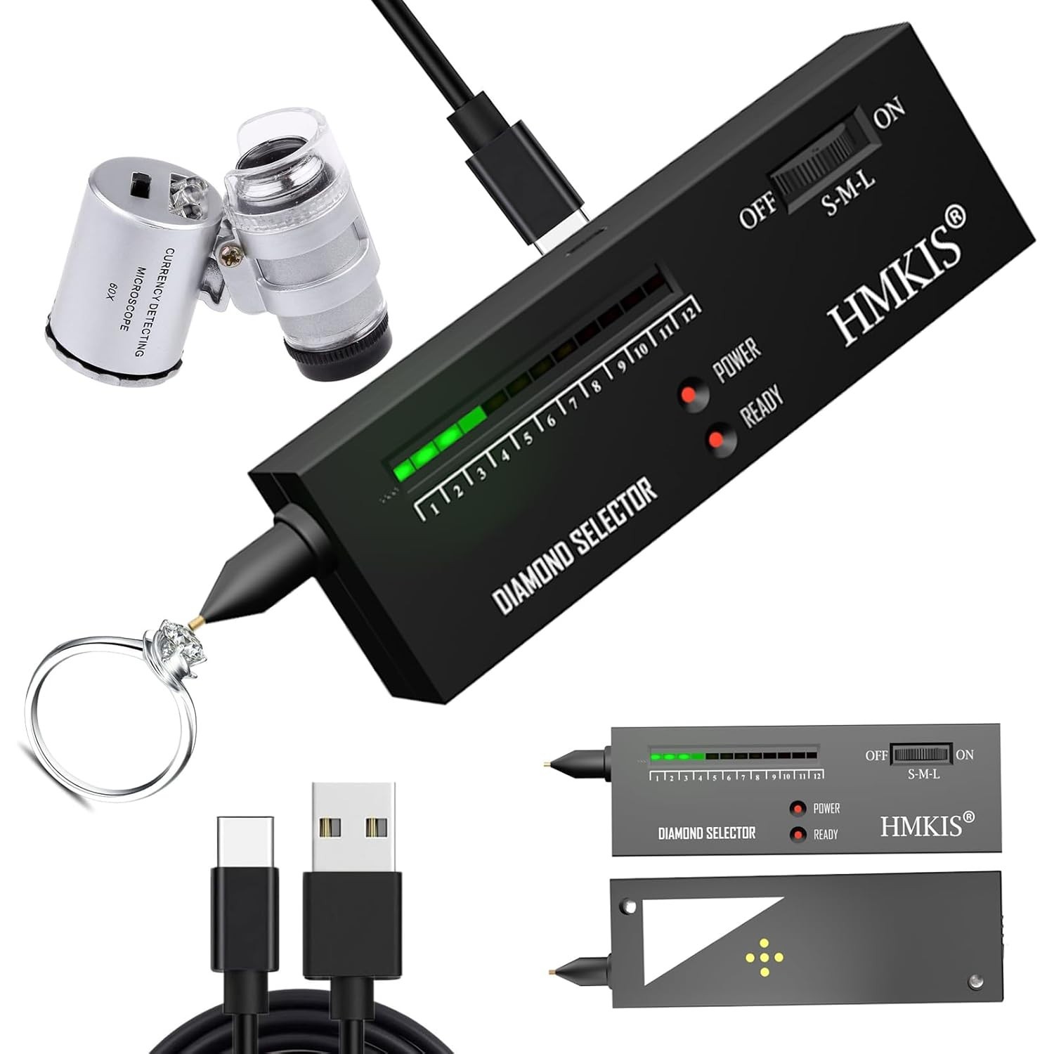Quick and Easy Jewelry Diamond Tester Pen with 60X Loupe for All Skill Levels