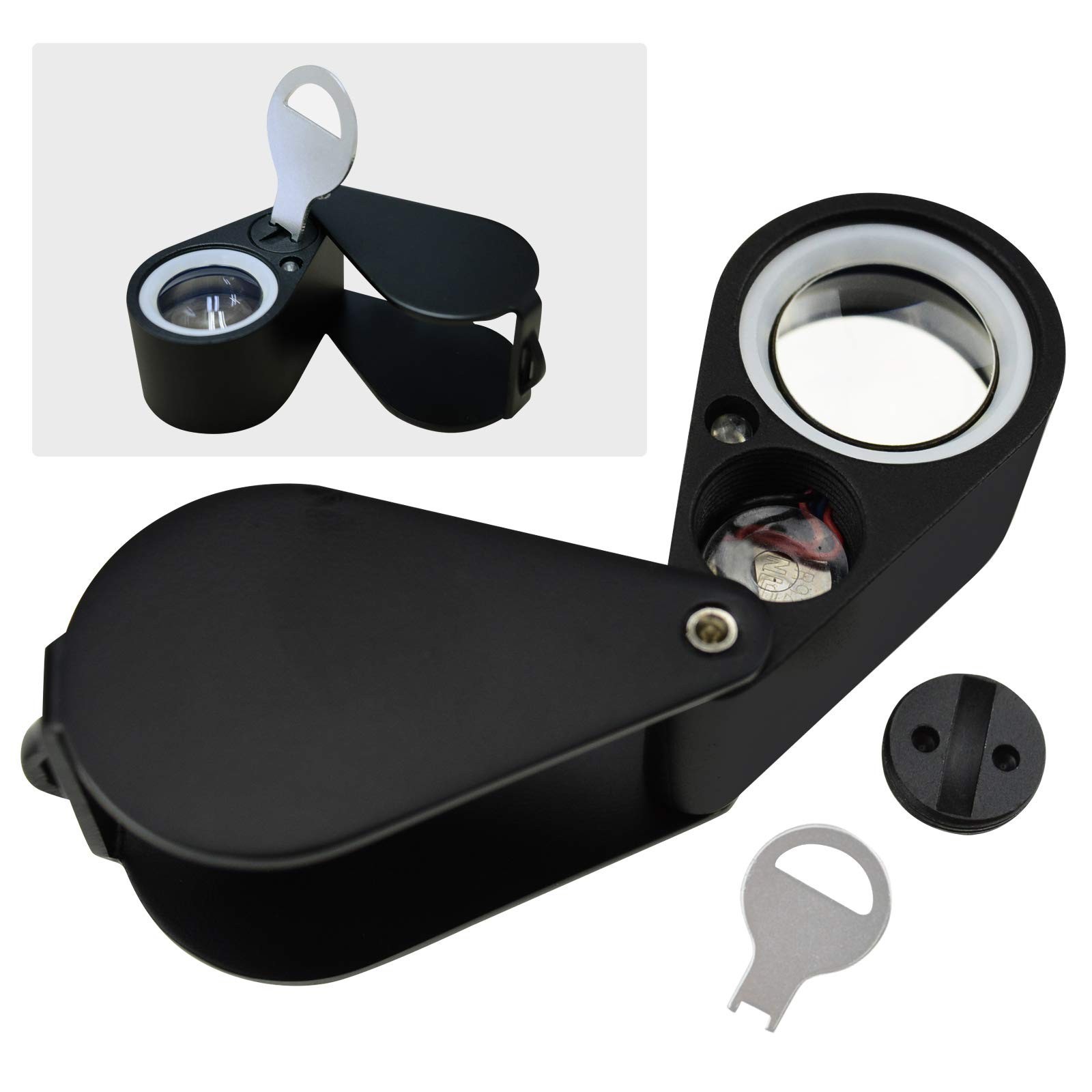 20x Magnifier Loupe with LED UV Light – 21mm Triplet Lens Optical Glass, Pocket