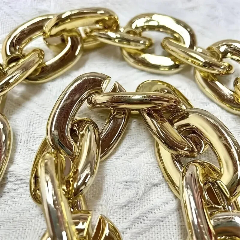 Gold Hip Hop Large Thick Acrylic Plastic Cuban Link Chain Necklace 32in 80cm