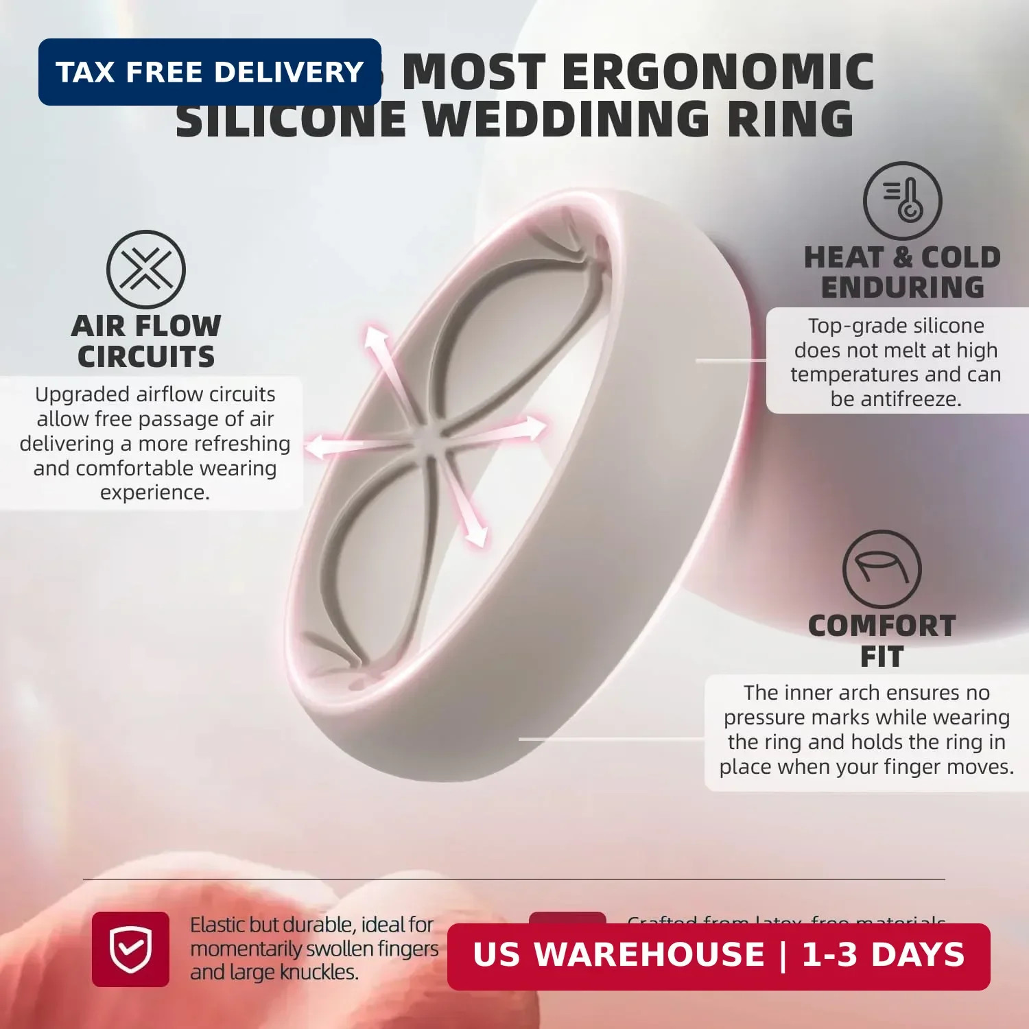 Egnaro 4/5/8 Variety Multipack Ergonomic Breathable Bridal Rings Sets, 6mm Wide