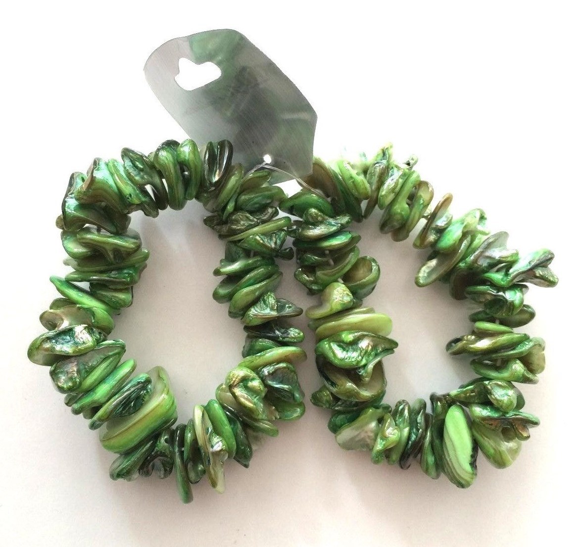 NWT Fashion Stretchy Green Colored Faux Stones Bead Bracelet, Pack of 2
