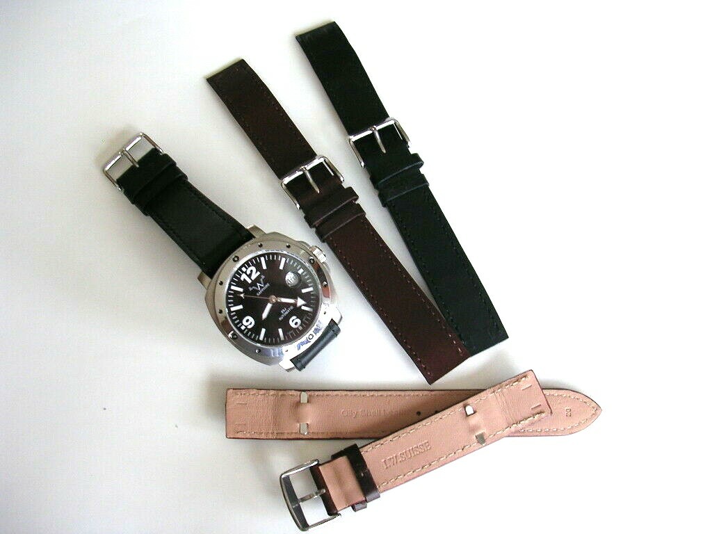 Open End Shell Leather for Vintage Wire Lug Military watch band strap IW SUISSE
