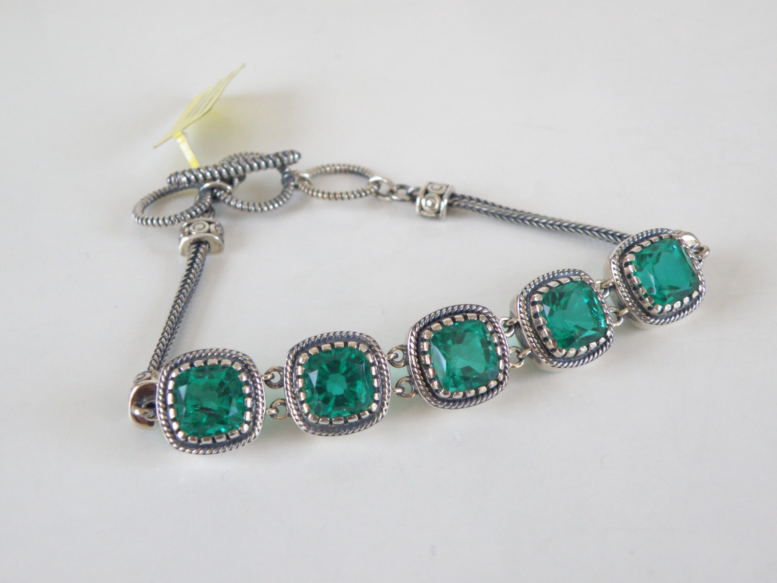 Sterling Silver 925 Green Fluorite Gemstone Tennis Station Bracelet