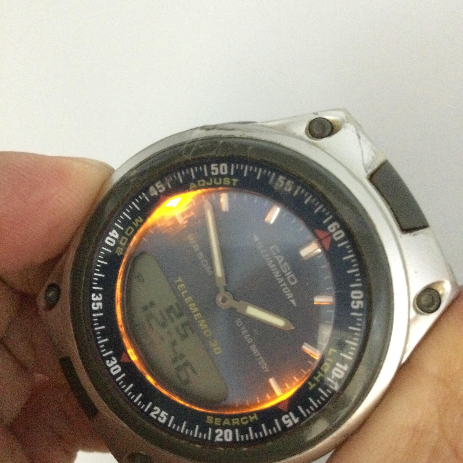Casio Telememo 30 2747 AW-80 Mens Watch 40mm Blue Ana-Digi New Battery 7.75″