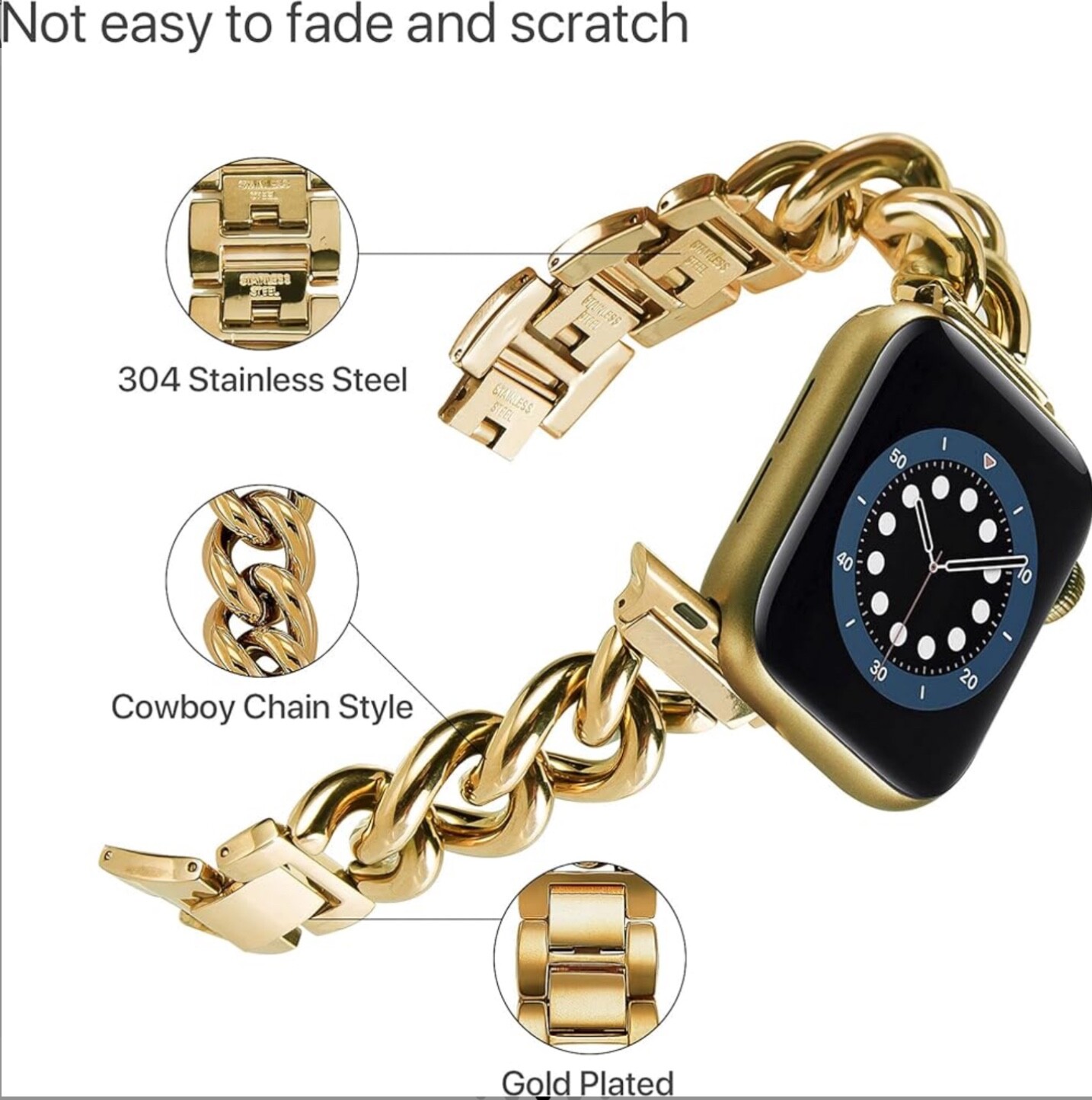 Cowboy Chain Stainless Steel Metal Band For iWatch Series Ultra 9/8/7/6/5/4/321