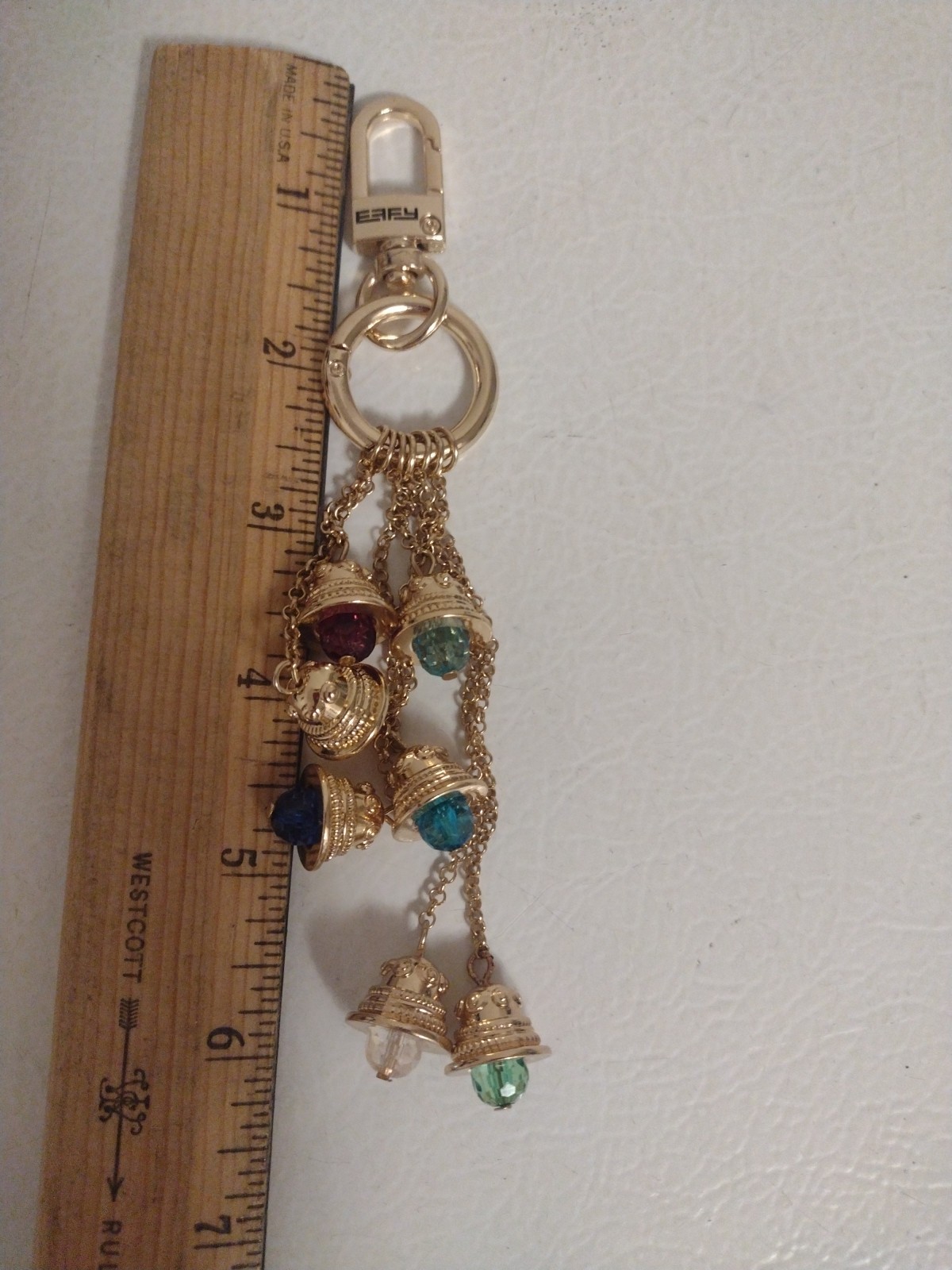 EFFY ROYAL CARIBBEAN Gold Tone KEY CHAIN W/7 Color BELLS Bag Charm