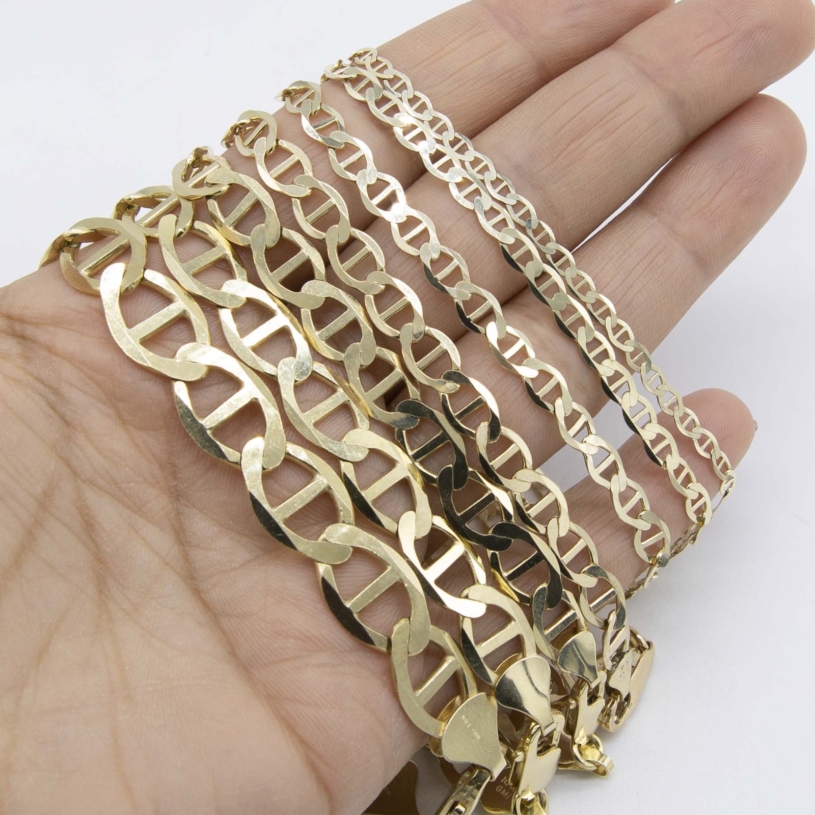 Bracelet Solid Real 10K Yellow Gold Shiny Mariner Link Chain All Sizes