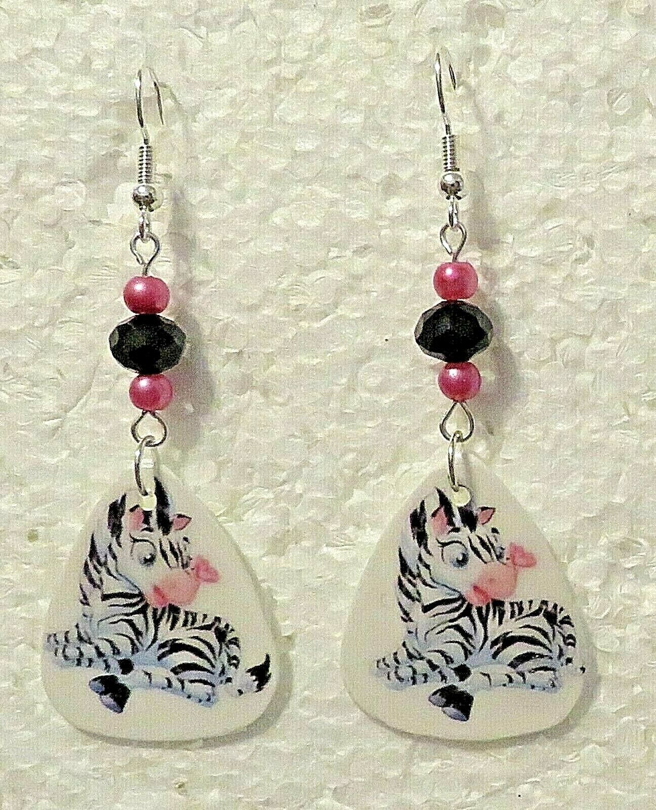 Zebra Foal Cute Custom Wire Dangle 2″ Earrings