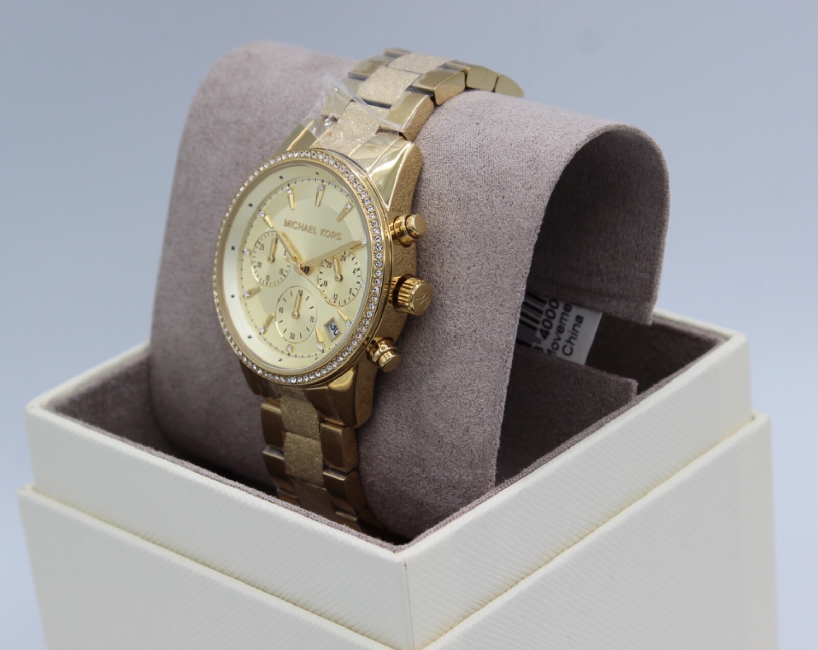 NEW AUTHENTIC MICHAEL KORS RITZ GOLD CRYSTAL CHRONOGRAPH WOMEN’S MK6597 WATCH